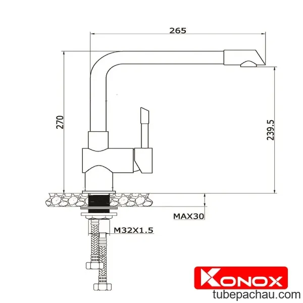 Vòi rửa bát Konox Felix Chrome
