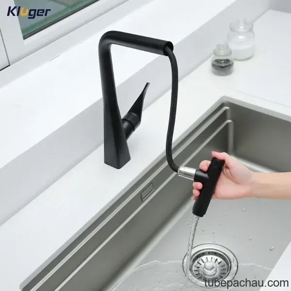 Vòi rửa bát nóng lạnh Kluger KLF0016B có dây rút