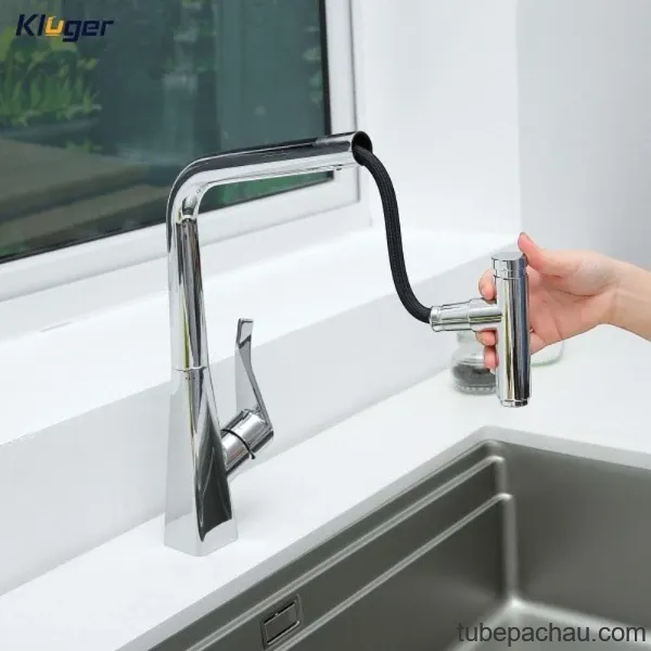 Vòi rửa bát nóng lạnh Kluger KLF0016C có dây rút