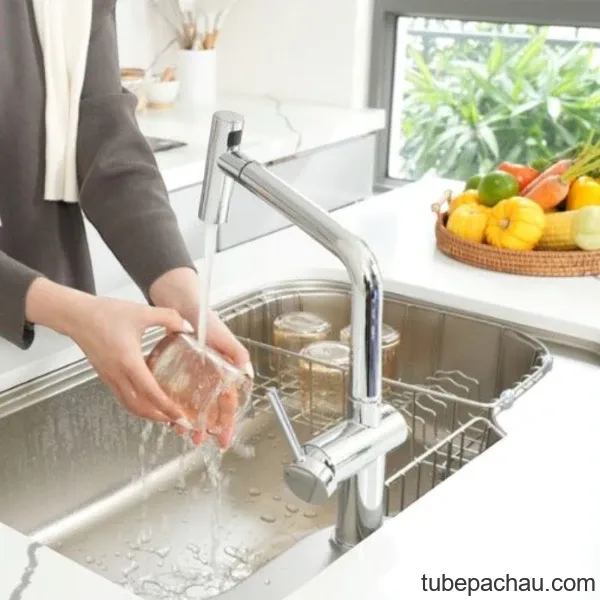 Vòi rửa bát nóng lạnh Konox Volta Chrome có dây rút