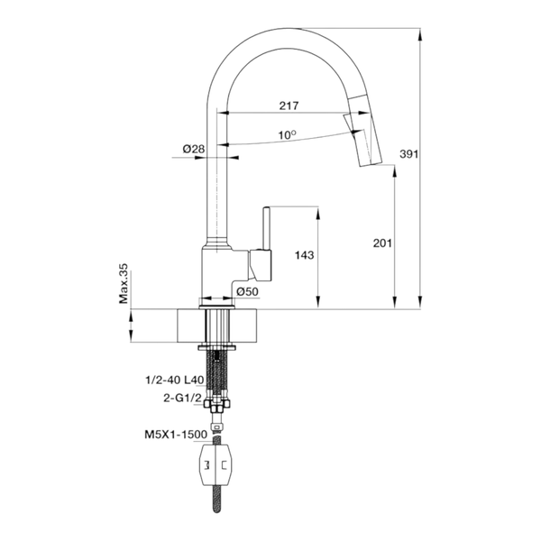 Vòi Rửa Chén HT19-CH1P201 Hafele 570.50.280