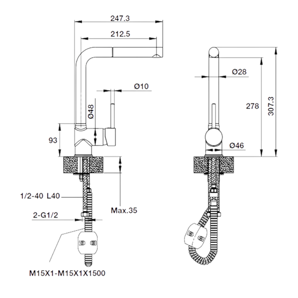 Vòi Rửa Chén HT19-GH1P278 Hafele 570.51.580