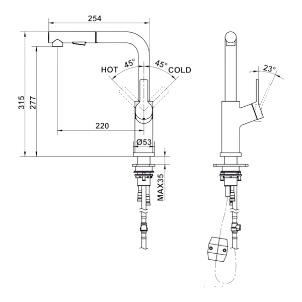 Vòi Rửa Chén LUX-P HT25-SH1P315 Hafele 570.85.048