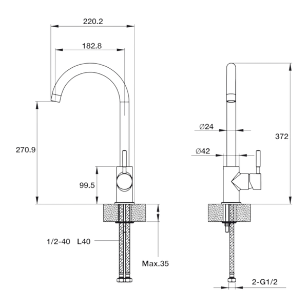 Vòi Rửa HT19-GH1F270 Hafele 570.51.490