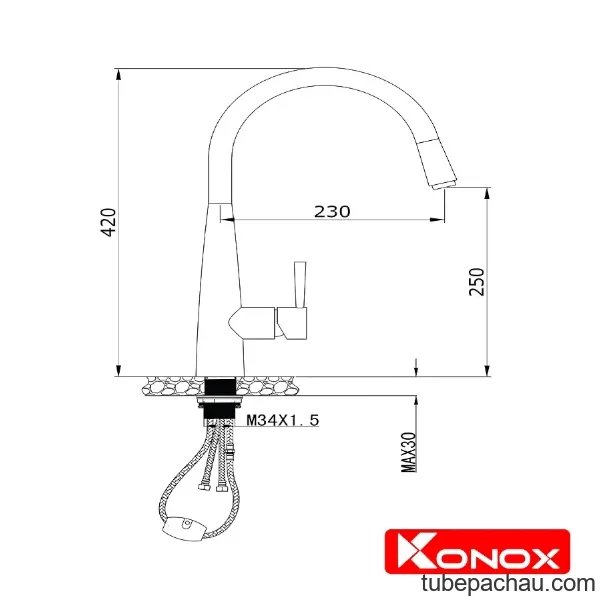 Vòi rửa Konox Kitchen Faucet KN1901C