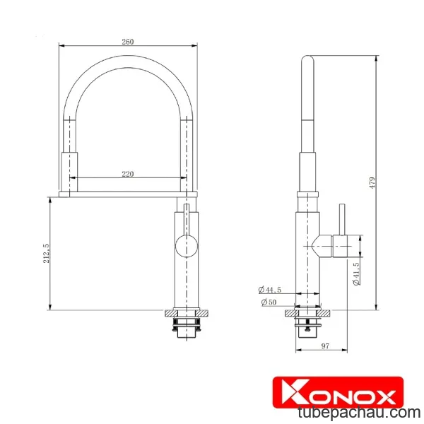 Vòi rửa Konox Pull down faucet KN1618