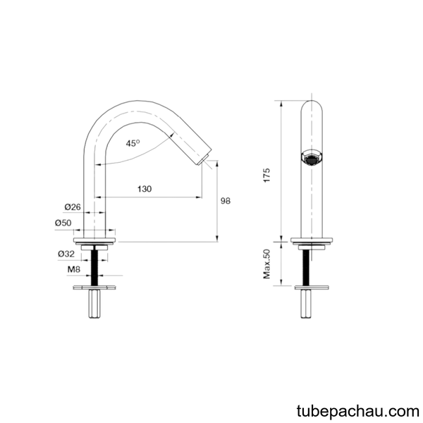 Vòi Rửa Tay Tự Động H-175 Hafele 589.63.061