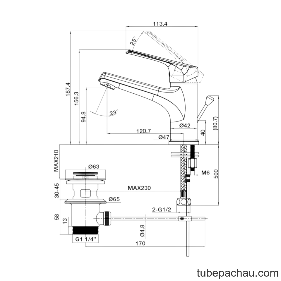 Vòi Trộn Lavabo Vigor 90 Có Bộ Xả Kéo Hafele 589.15.180