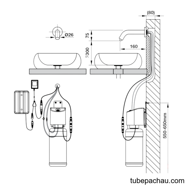 Vòi Xịt Xà Bông Cảm Ứng Gắn Tường L185 Hafele 589.64.031